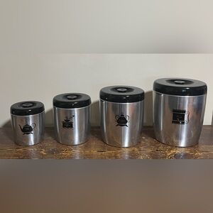 Stainless Steel Canister Set with Black Lids